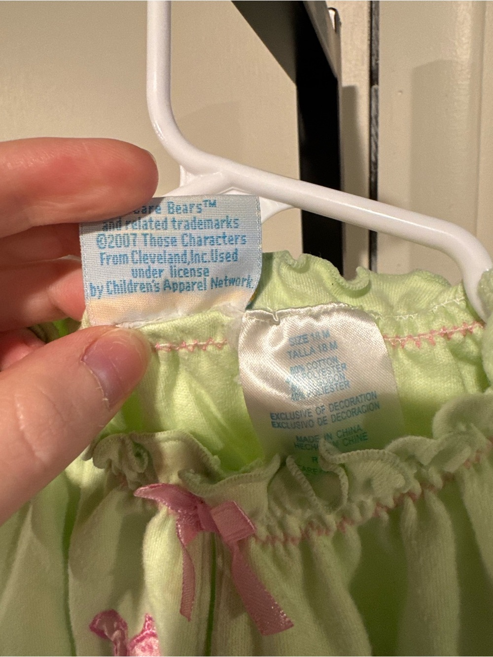 Girls Pastel Green Embroidered Care Bears Top 18mo Infant 2007 - Picture 5 of 6